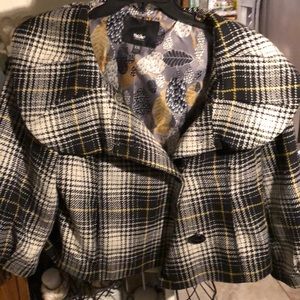 Plaid jacket with huge buttons